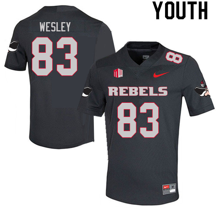 Youth #83 Malik Wesley UNLV Rebels College Football Jerseys Sale-Charcoal - Click Image to Close